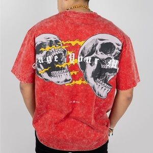 RawGear “Savage Your Mind” Oversized Tee Small Stone Wash Heavyweight